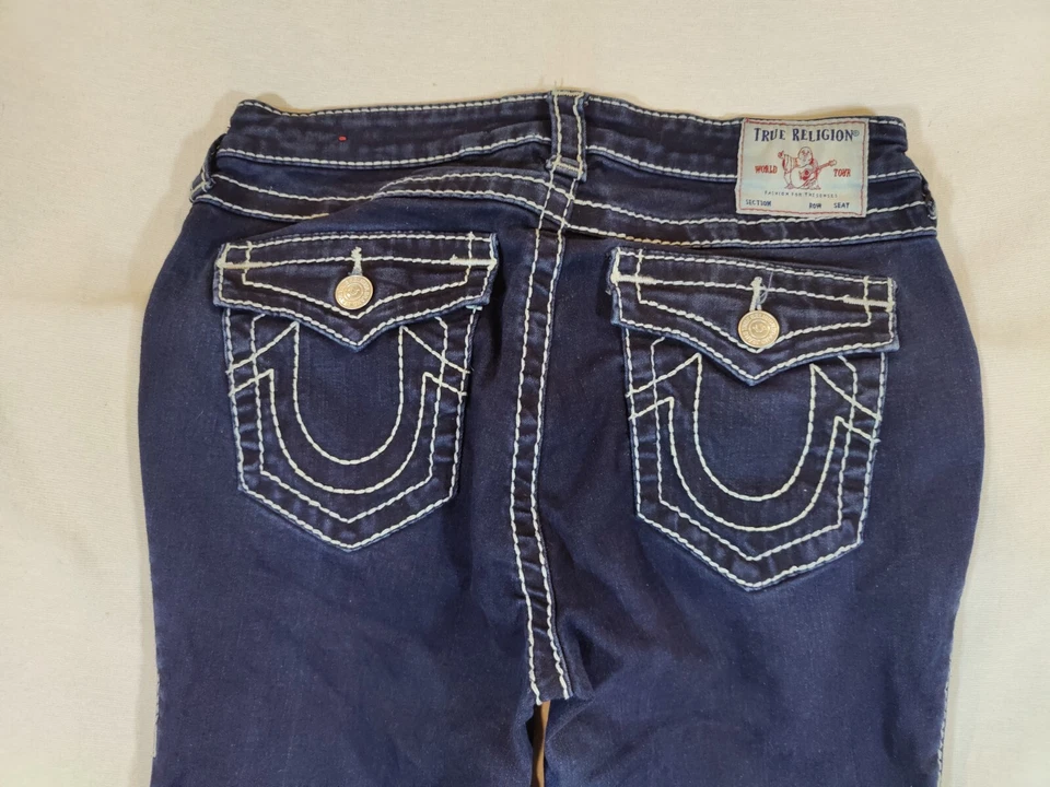 True Religion Jeans Womens 32 Billie Mid Rise Straight Leg World Tour Denim Blue - Image 2 of 4