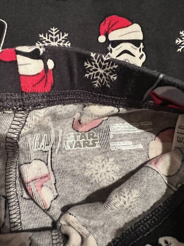Gap x Star Wars Christmas PJs Pajama 6 Dqrk Grey LS Two-piece Holiday - Picture 6 of 6