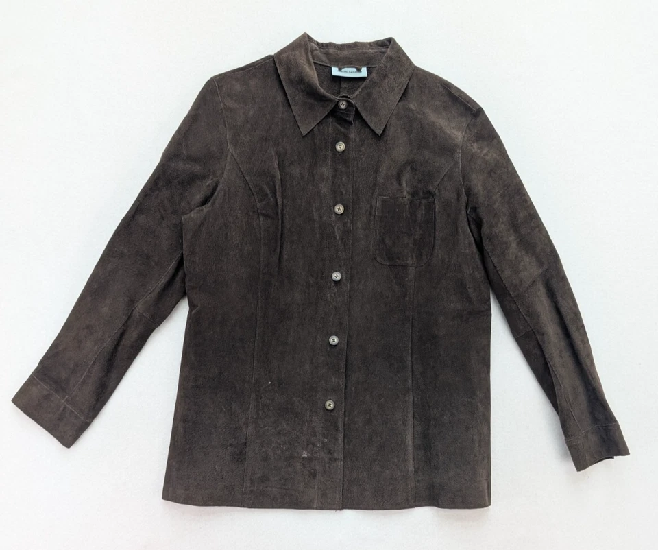 Marsh Landing Mujer Gamuza Abotonada Camisa Chaqueta Chamarra Marrón Talla M Foto 2 de 4