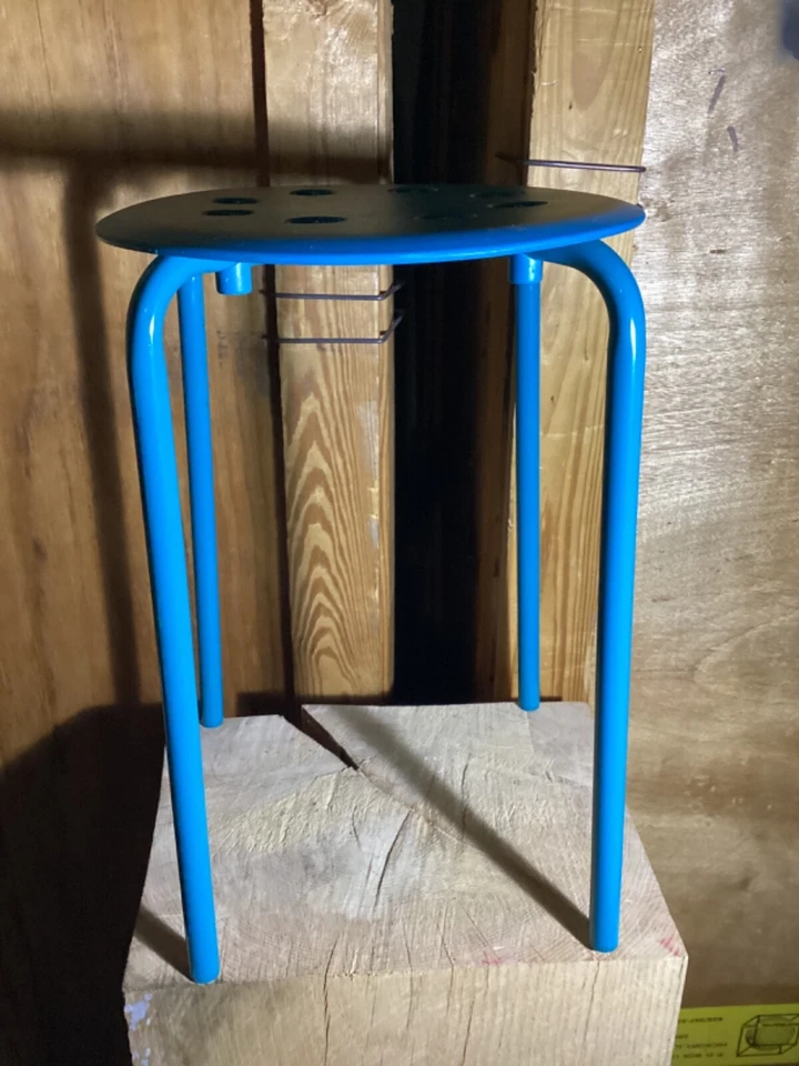IKEA MARIUS Stool, Blue 17 3/4" Alloy Steel Kitchen Bar Dining Stackable Stool - Image 3 of 4