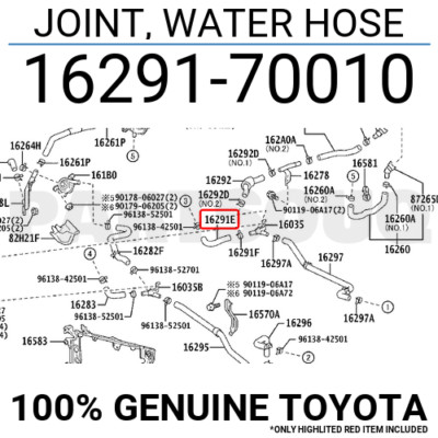 1629170010 Genuine Toyota JOINT, WATER HOSE 16291-70010 | eBay