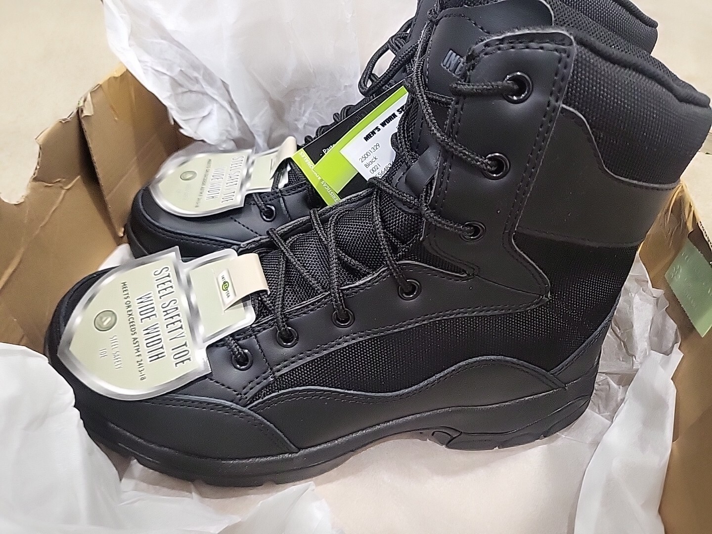 Interceptor Men's Black Leather Tactical Steel Toe Force Boots Sz 8.5