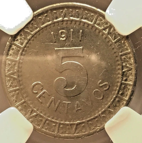 1911 Mexico 5 Centavo WD NGC AU 58 KM 421 (M603)
