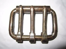 2 VINTAGE NOS THREE TONGUE 2" ROLLER BUCKLE BRONZE FINISH, HARNESS HARDWARE