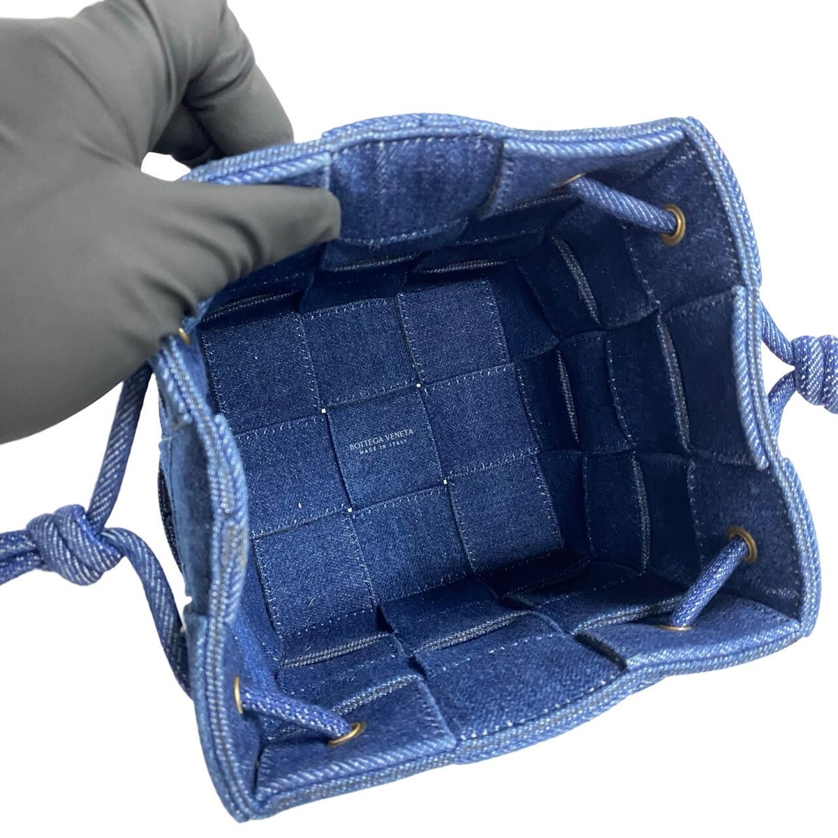 BOTTEGA VENETA Small Cassette Bucket Bag Denim Shoulder Bag