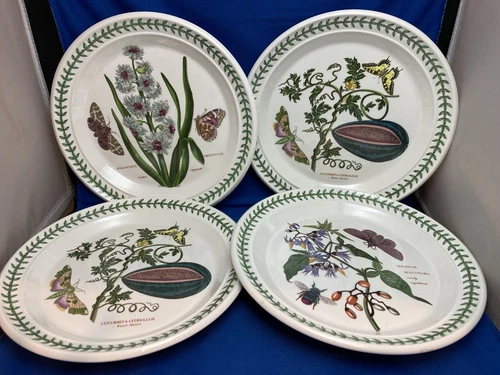PORTMEIRION "THE BOTANIC GARDEN" SET OF 4 VINTAGE SALAD PLATES 1972 - CRAZING