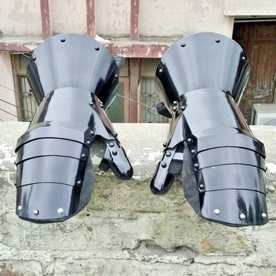 Medieval Black Gauntlet Gloves Armor Larp Pair Knight Crusader Gothic Gloves