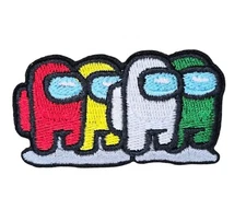 GROUPED TOGETHER AMONG US CHARACTERS ALIEN IMPOSTER VIDEO GAME IRON ON PATCH