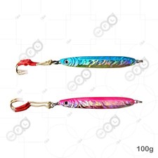2pcs 3.5oz Vertical butterfly Speed 100g Knife Jig w/ two Assist Hooks Pink Blue