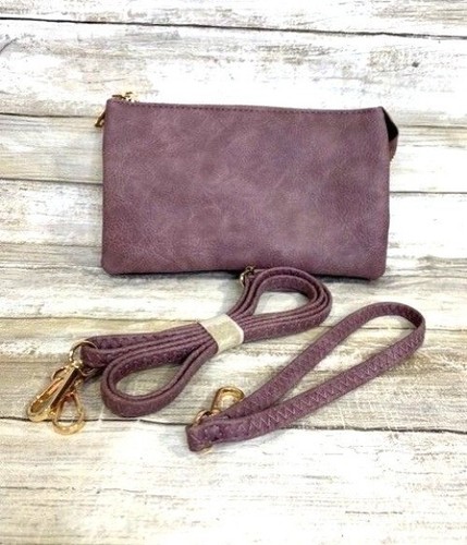 Jen & Co. Vegan Leather Violet Crossbody Clutch with Adjustable Straps - Picture 4 of 12