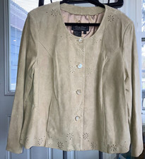 Nwt Jerry Lewis L (measure) Light Beige Suede Leather Jacket 4 Buttons #c02