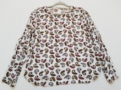 H&M Blouse Womens 14 Multicolor Chameleon Animal Print Long Sleeve Crew Neck Top