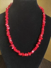Vintage Natural Coral Necklace 30g Handmade Red Beads Boho Ethnic Jewelry