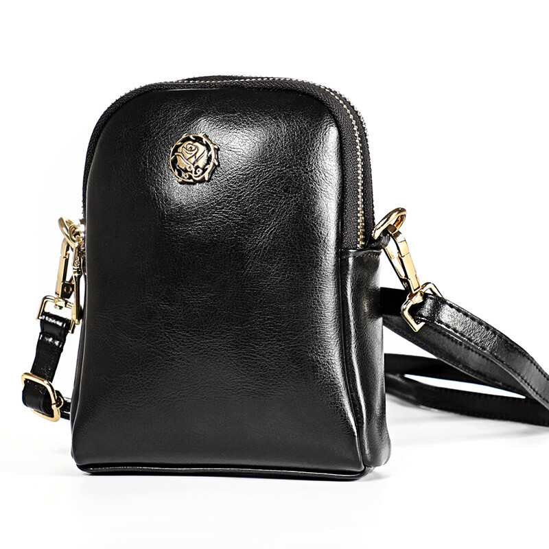 Genuine Leather Women's mini Crossbody Bag Vintage Shoulder Bag Double