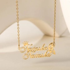 Personalized Customized 2 Name Custom Couple Pendant Necklace Women   