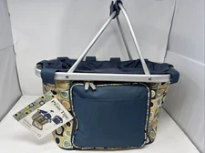 Picnic Time Basket Insulated Collapsible Tote w/ Aluminum Handles & 4 Servings