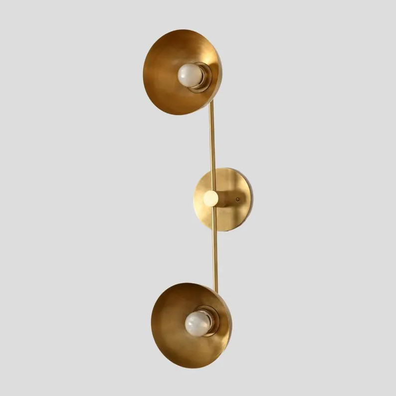 Vanity Light Flush Mount Brass Double Sconce Minimalistic Wall Lamp X-mass Gift