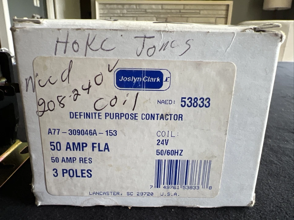 Joslyn Clark A77-309046A-153 50 FLA 50 Amp Resistivo 24V 3 Polos NAED 53833 NUEVO Foto 3 de 4