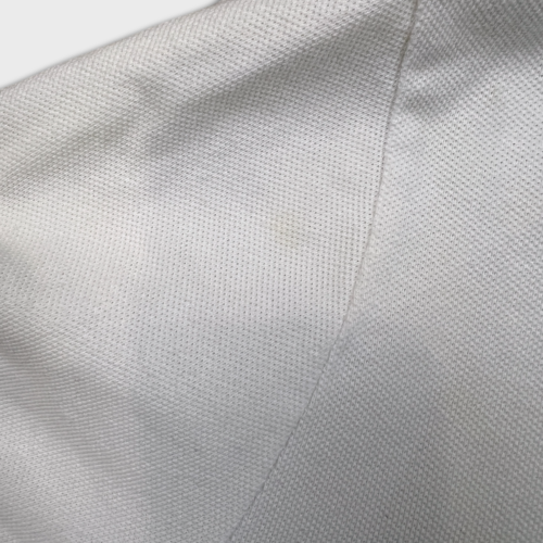 Moncler Maglia Polo Manica Corta Mens Small White Pique Short Sleeve Shirt - Picture 7 of 13