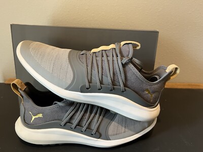 Puma Ignite NXT Golf Shoes Men's Size 10 Lace Up Gray Gold 192224-04 Waterproof