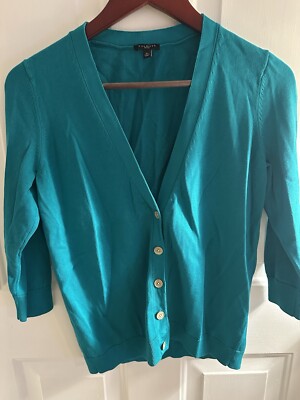 Talbots Women s Small Petite V-Neck Button Down Cardigan Sweater Kelly Green