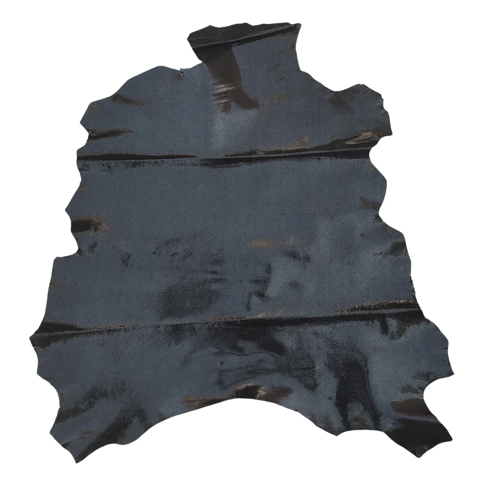 Glossy black viper snake textured veg tan goat leather hide - Image 4 of 4