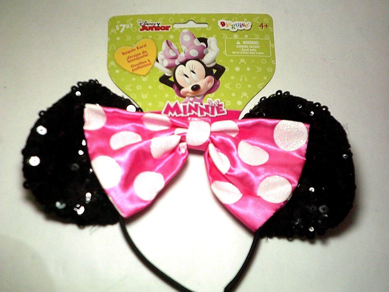 NEW Disney Minnie Mouse Sequin Ears Headband Pink Bow Glitter Do