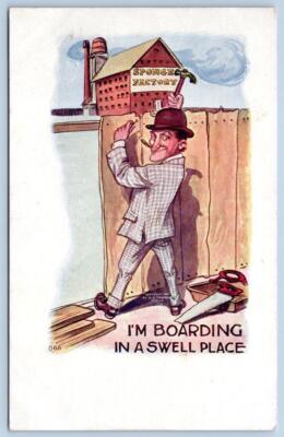 1906 HOBO TRAMP BUM FREELOADER SPONGE FACTORY BOARDING IN A SWELL PLACE POSTCARD