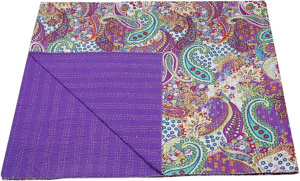 Colcha manta colcha 100 % algodón Indian Bedding Gurdi Kantha tamaño king Foto 3 de 4