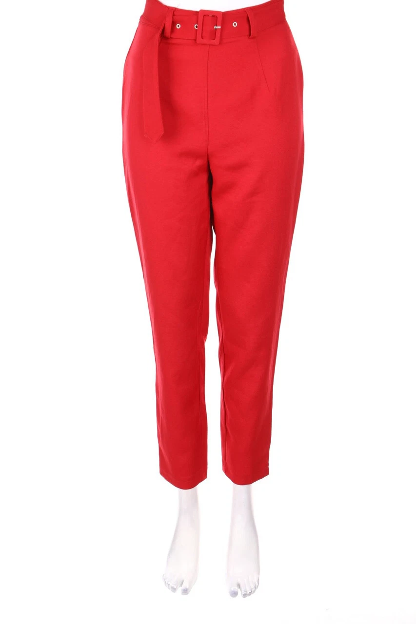 Pantaloni MISSGUIDED vita alta con cintura UK 6 = D 32 rossi