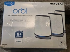 Netgear Orbi RBK853 AX6000 Wireless Tri-Band Gigabit Mesh Wi-Fi System (3-Pack)