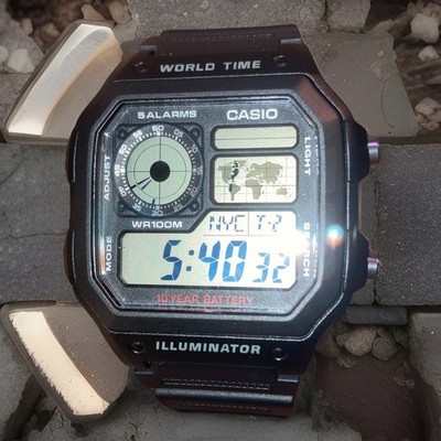 NEW Casio Sport Digital Watch AE1200WH-1AV World Time,Led Light,Alarms (UNWORN!)