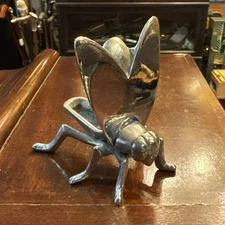 Vintage Nickle Insect Fly Ashtray Cast Metal Hinged Lid 60s MCM Beautiful