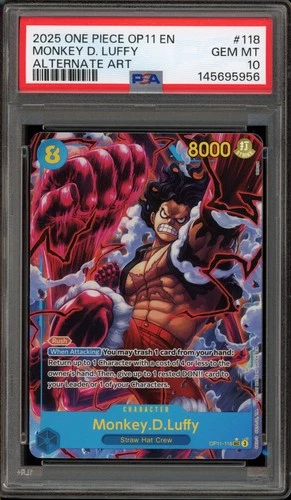 One Piece CCG Monkey.D.Luffy Alternate Art OP11-118 PSA 10 Gem Mint