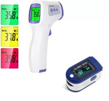 Saturimetro + Termometro digitale con  Display  temperatura ossigeno febbre