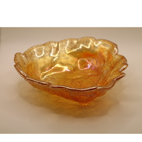 Indiana Glass marigold carnival glass triangular berry dish loganberry pattern