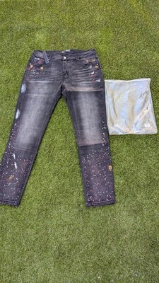 AMIRI Men's Black Paint Splatter Distressed Skinny Denim Jeans