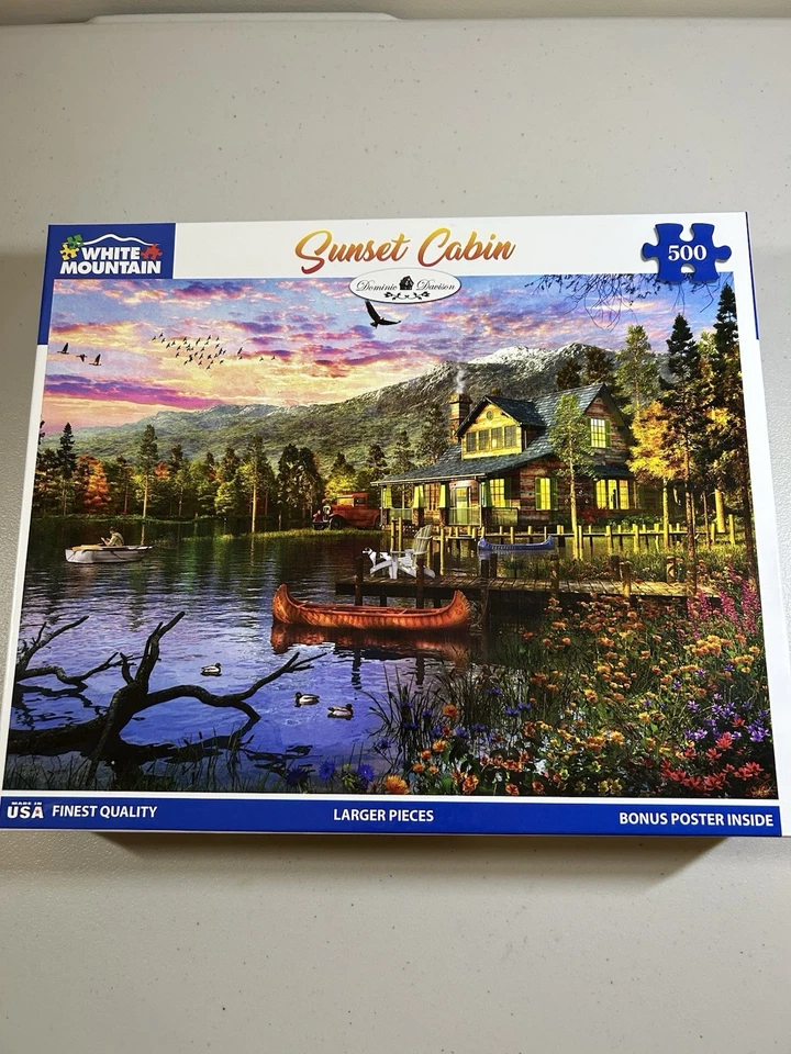 Lot of 3 White Mountain Jigsaw Puzzles  - Camping Theme -  Pre-Owned - Image 3 of 4