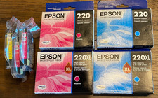 Genuine Epson 220 220XL Ink Cartridges Lot of 7 Plus 5 Open as Free Bonus 