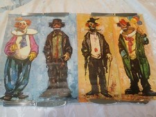 4 Vintage Folk Art Berdot Circus Clown Lithographs B5