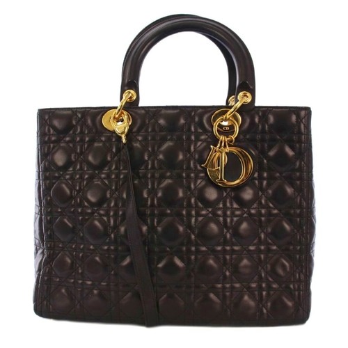 Christian Dior Lady Dior Cannage Handbag Tote Bag Shoulder Bag 2WAY with Charm B