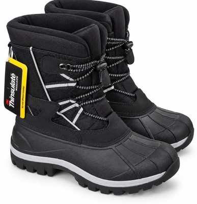 NEW- 3M Thinsulate Water Resistant Black/Grey Winter Boots - Men's Sz 7