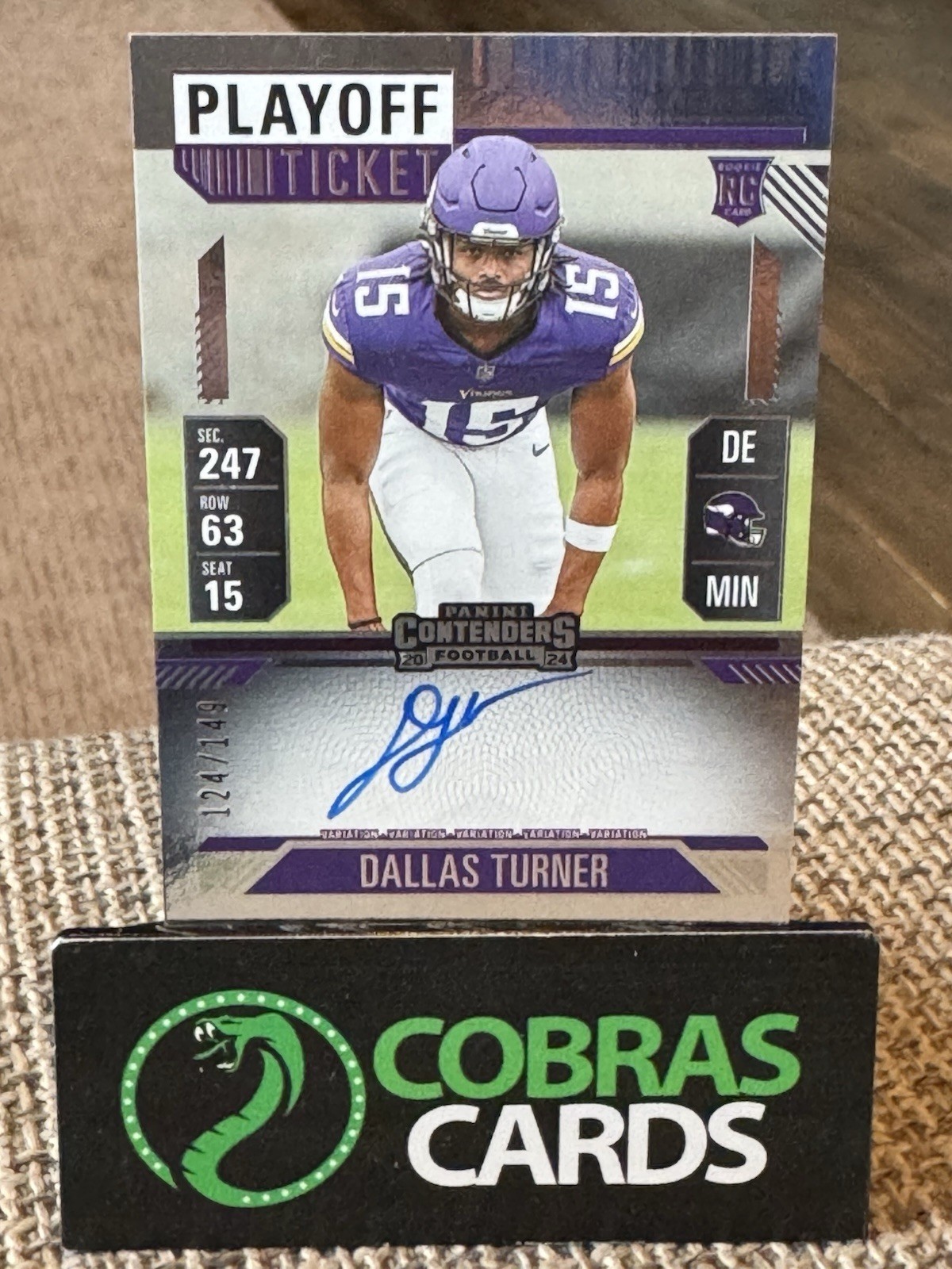 2024 PANINI CONTENDERS DALLAS TURNER #123 - PLAYOFF TICKET RC AUTO /149