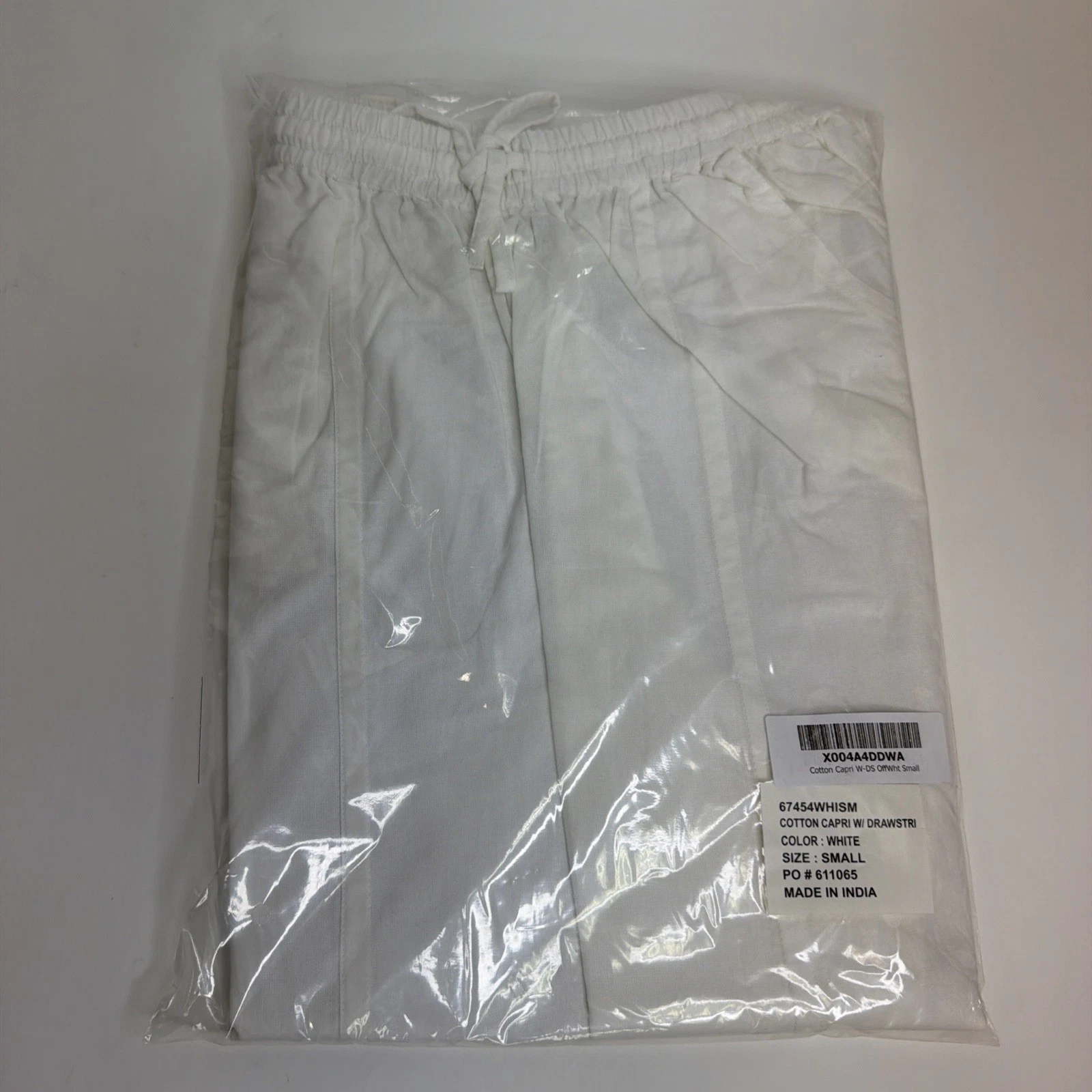 CW Classics Women’s 100% Cotton Drawstring Capri White Size Small