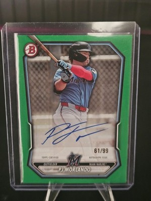 2026 Bowman Chrome Prospect PJ Morlando #BPA-PM Green /99 Auto Miami Marlins 