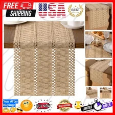 Durable and Easy-Clean Boho Burlap Table Runner: Perfect for Spring Gatherings