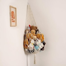Animal Hammock Corner, Boho Macrame Plush Storage Net for Wall, Hanging Anima...