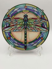 Dragonfly Stained Glass Style Sun catcher Window Art W/chain. 6.5  NICE