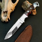 8.7" D2 Camping Knife Full Tang Resin Handle Fixed Outdoor Blade Leather Sheath — photo 1