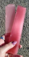 Fiber Optic Glass Slabs (2) PInk  Flintknapping Lapidary Primative Art Arrowhead